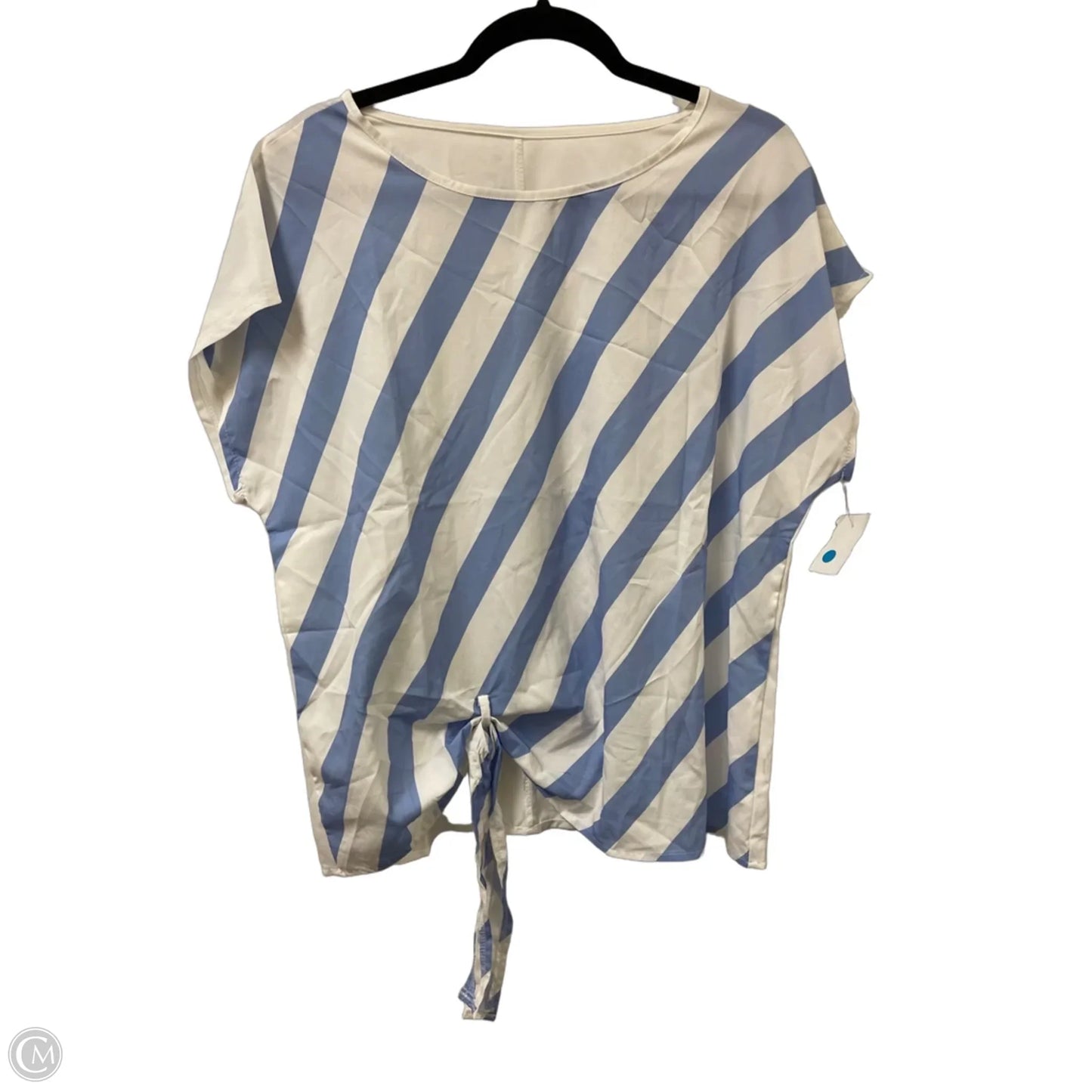 Top Short Sleeve By Clothes Mentor In Blue & White, Size: L