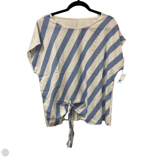 Top Short Sleeve By Clothes Mentor In Blue & White, Size: L