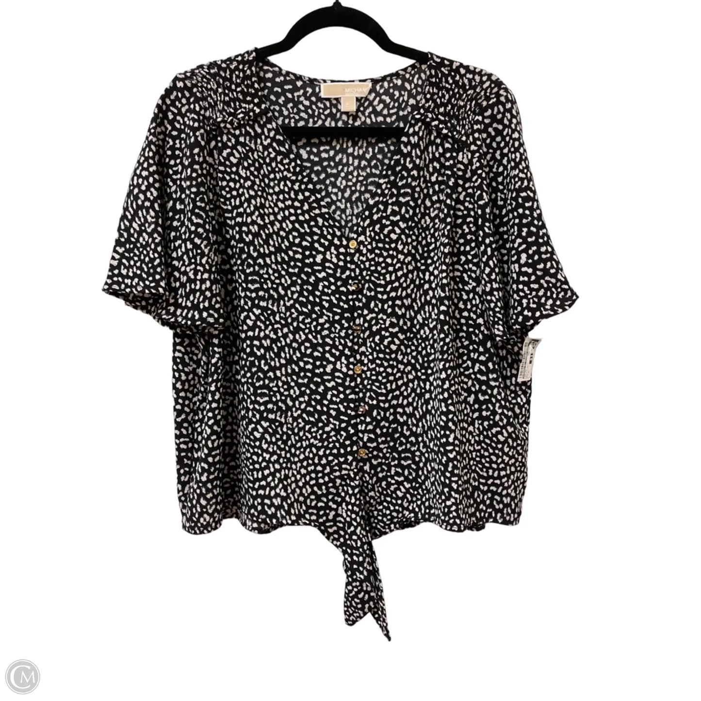 Top Short Sleeve By Michael By Michael Kors In Black & White, Size: Xl