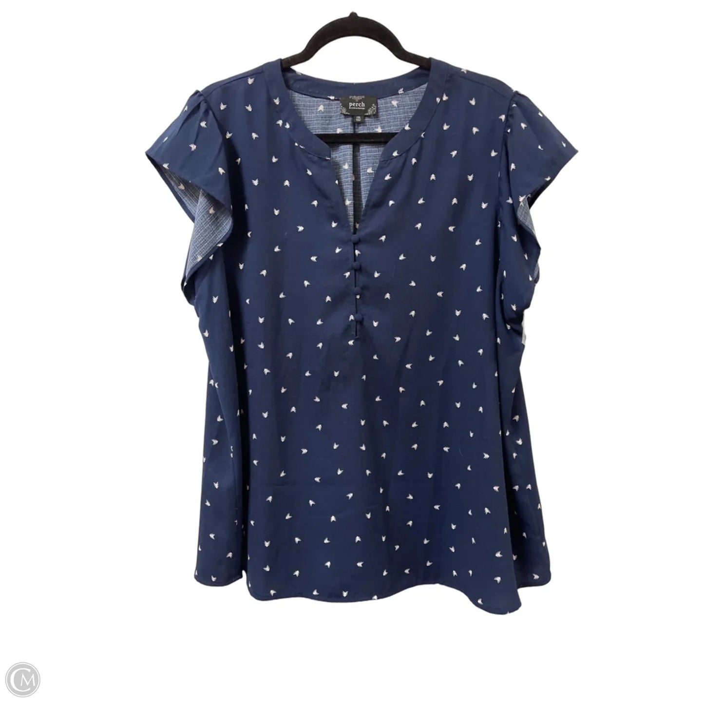 Top Short Sleeve By Blu Pepper In Blue & White, Size: 1x