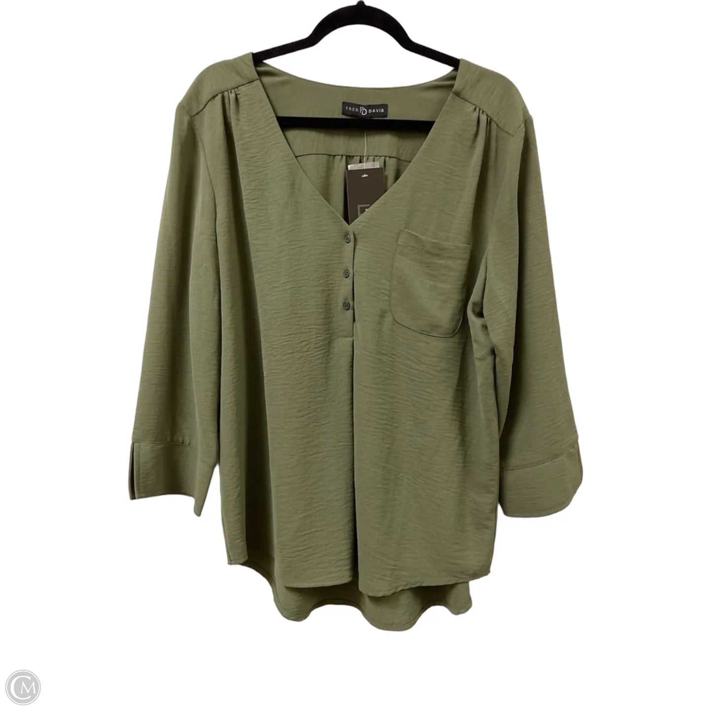 Top Long Sleeve By Fred David In Green, Size: Xl