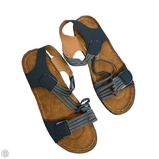 Sandals Flats By Clothes Mentor In Blue, Size: 9