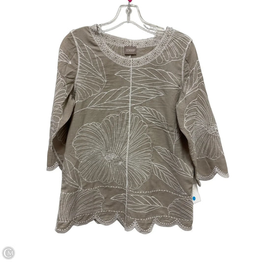 Top Long Sleeve By Chicos In Cream & White, Size: S