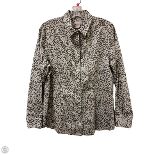 Blouse Long Sleeve By Chicos In Grey, Size: M