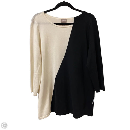 Sweater By Chicos In Black & White, Size: L