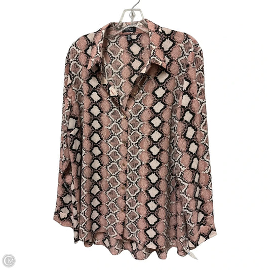 Blouse Long Sleeve By Jones New York In Black & Pink, Size: Xl