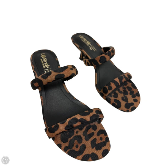 Sandals Heels Kitten By Life Stride In Animal Print, Size: 6.5