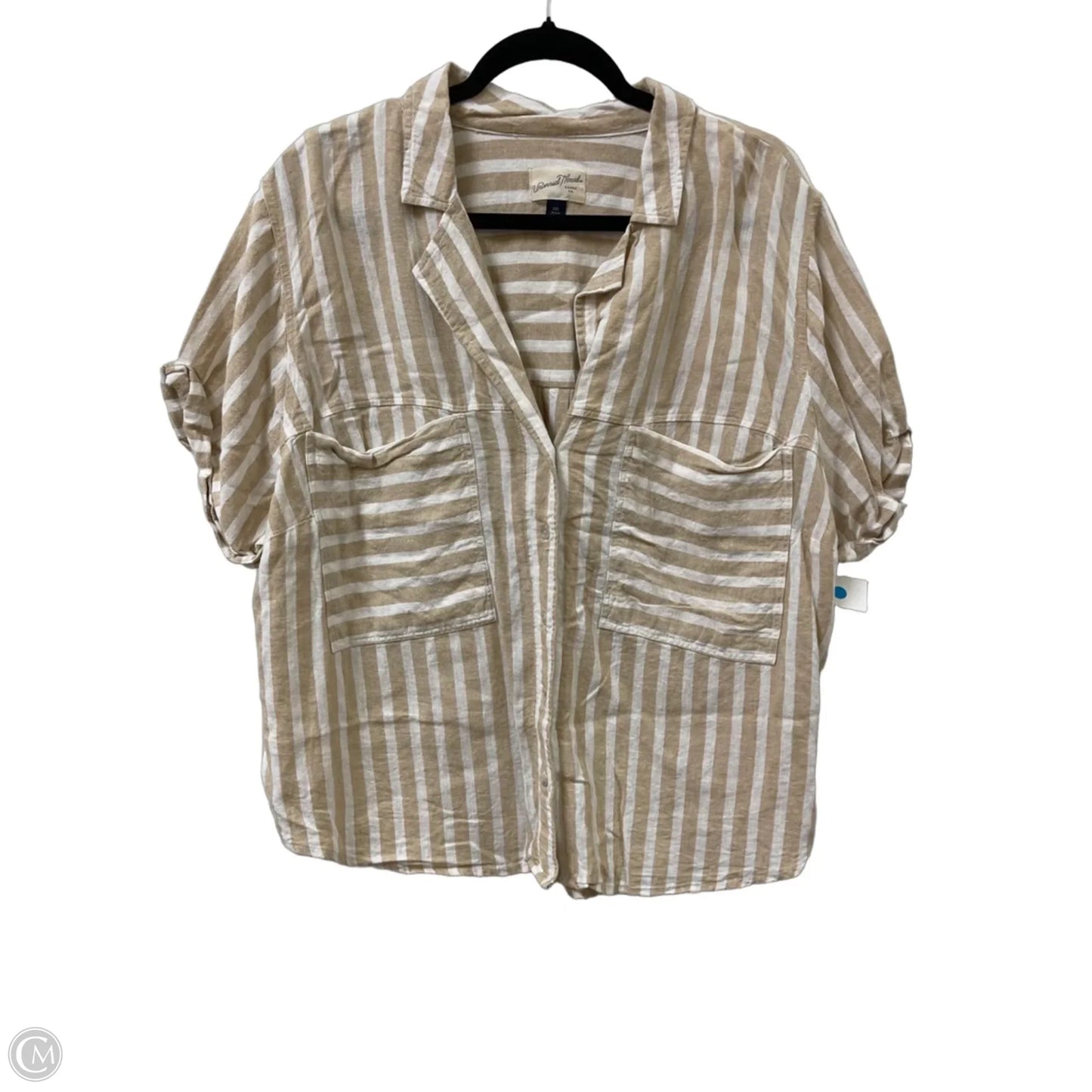 Blouse Short Sleeve By Universal Thread In Cream & White, Size: 1x