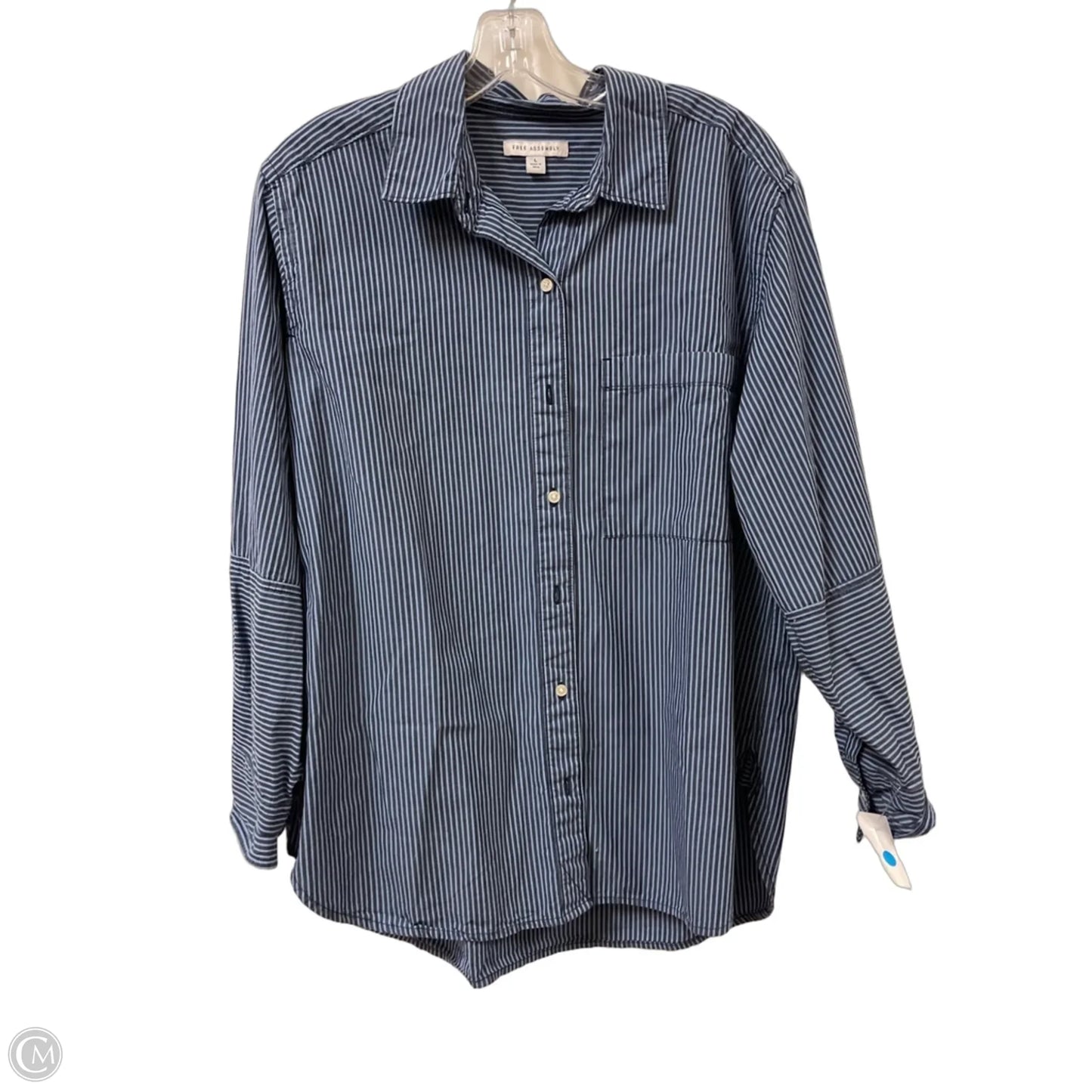 Blouse Long Sleeve By Free Assembly In Striped Pattern, Size: L