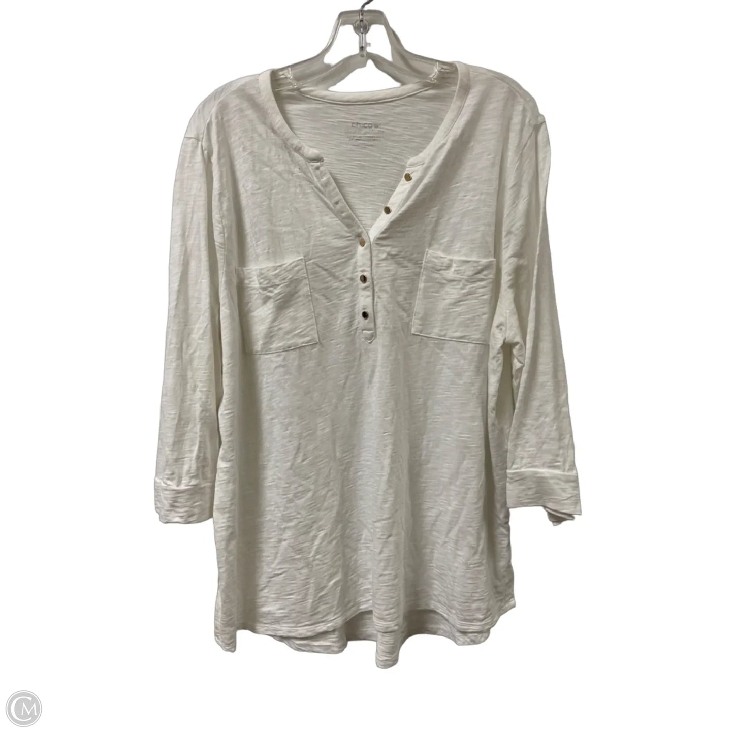 Top Long Sleeve By Chicos In White, Size: Xl