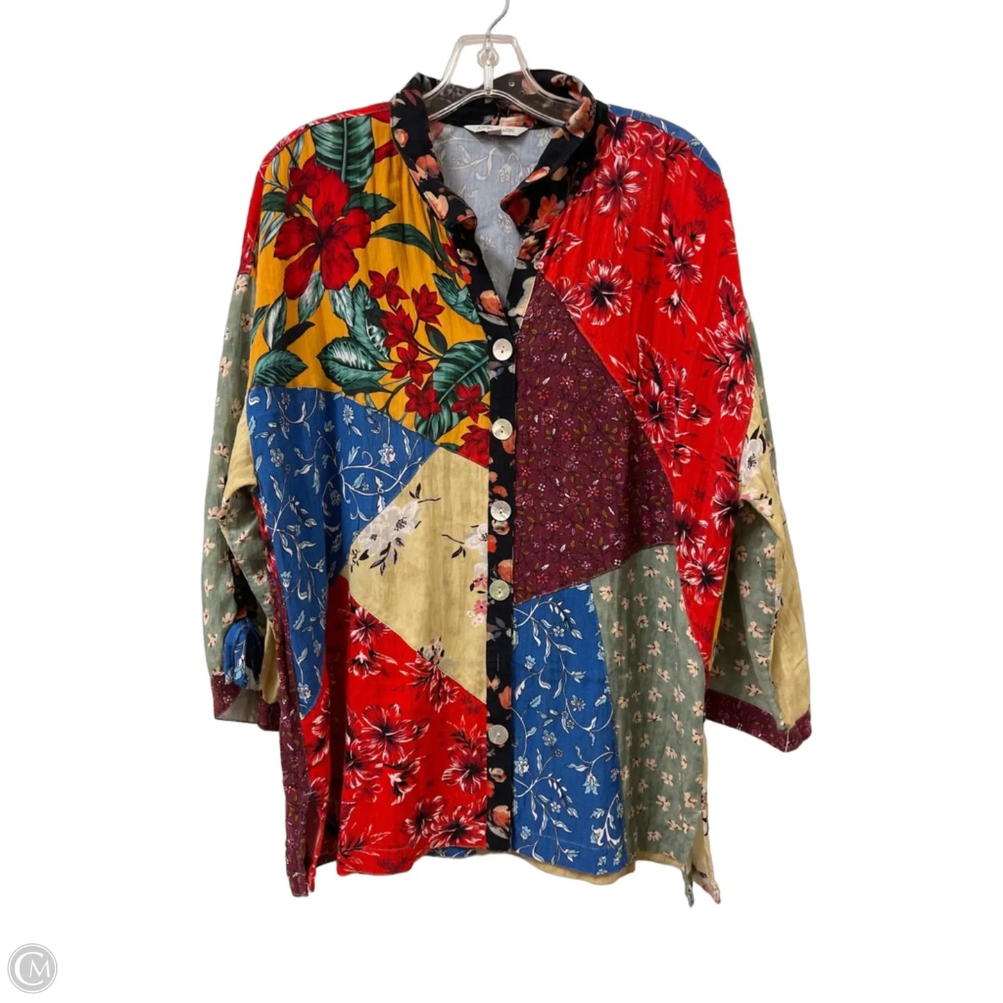 Blouse Long Sleeve By John Mark In Floral Print, Size: L