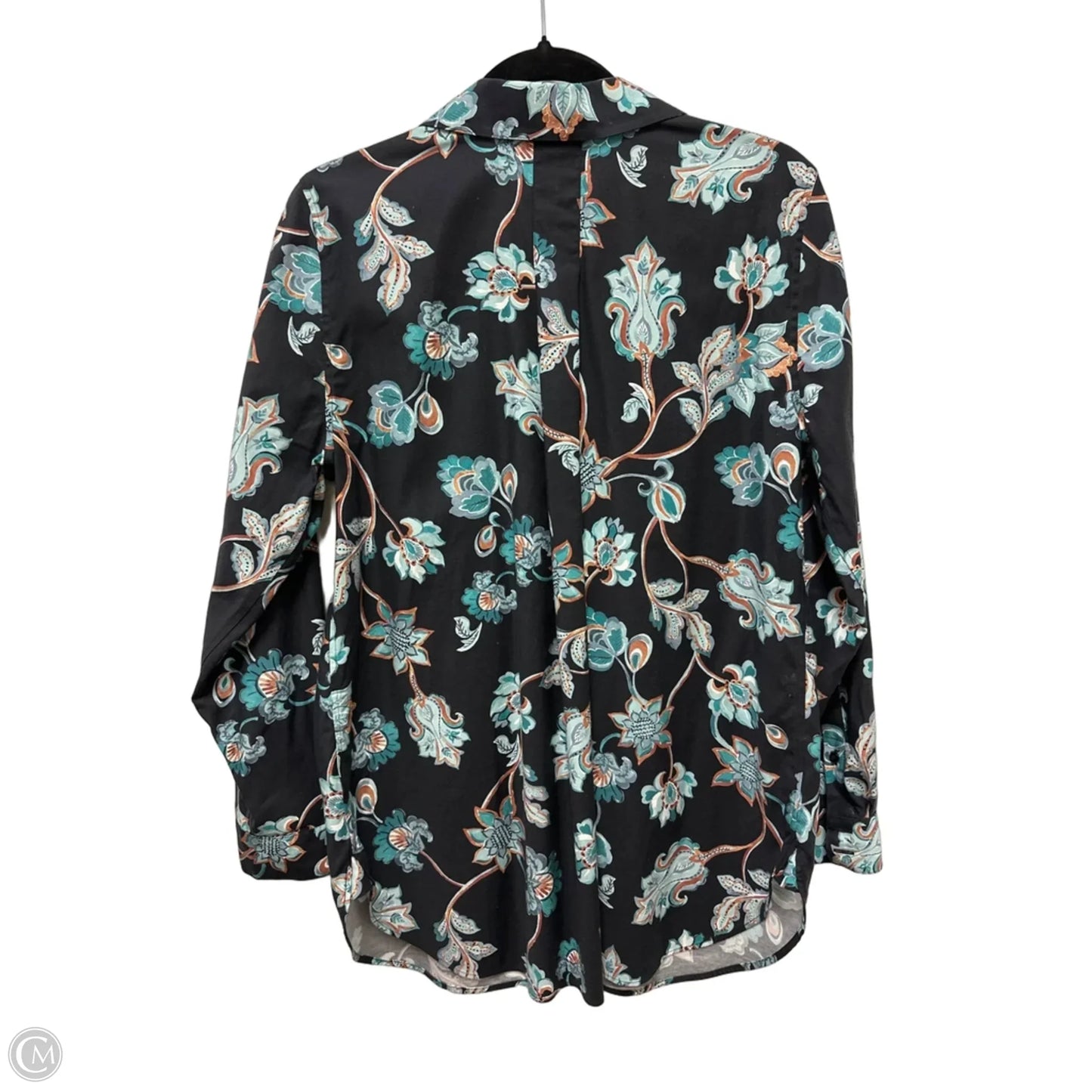 Blouse Long Sleeve By Chicos In Black & Blue, Size: M