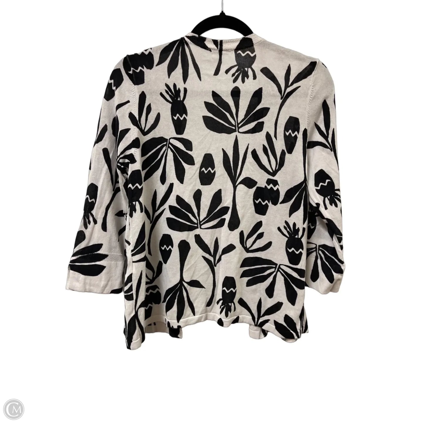 Sweater Cardigan By Chicos In Black & White, Size: M