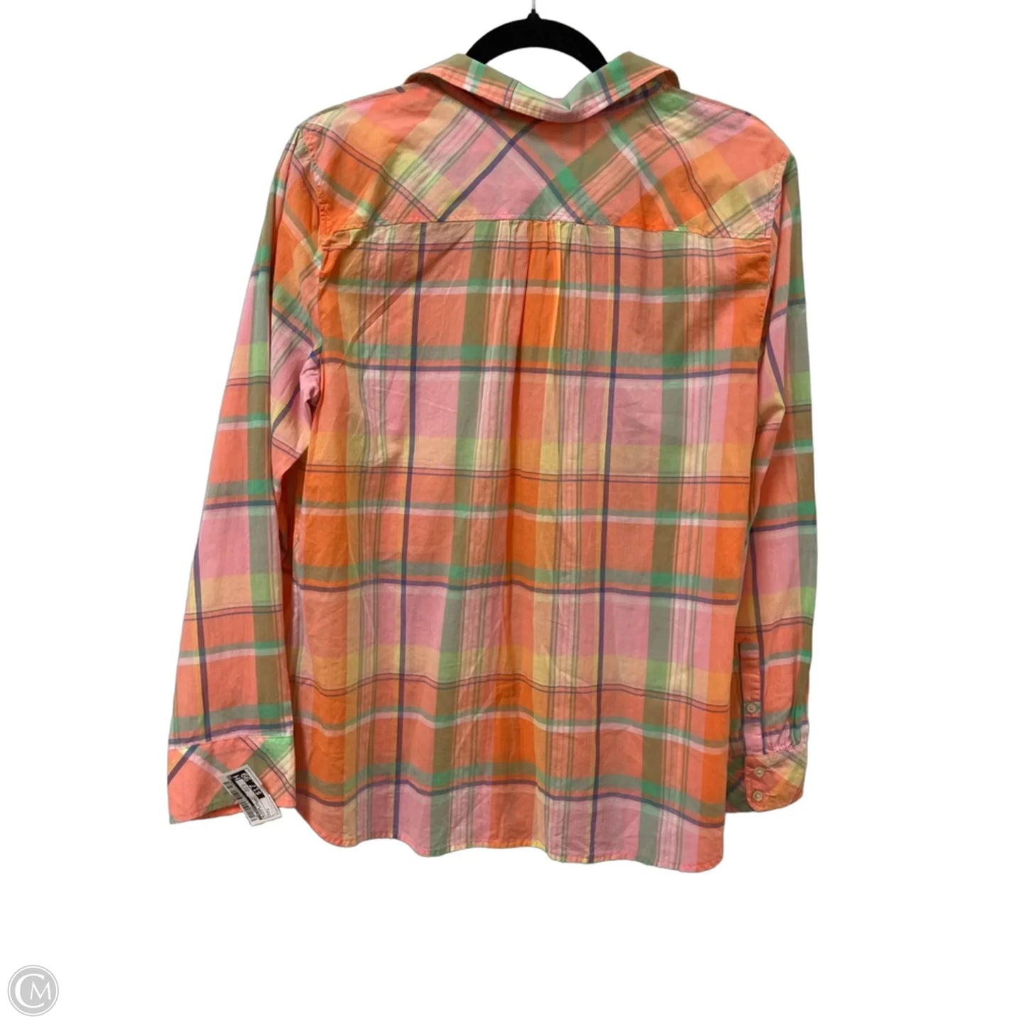 Blouse Long Sleeve By Talbots In Plaid Pattern, Size: L