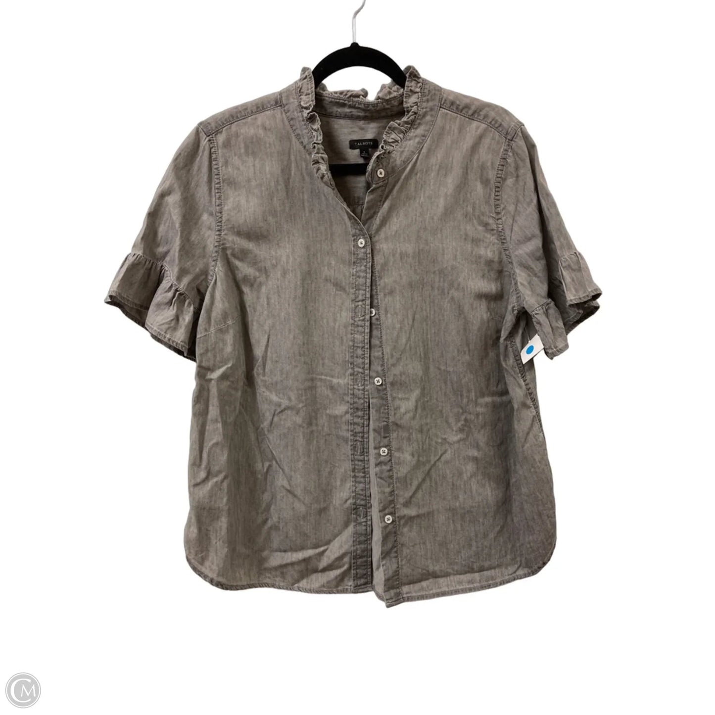 Blouse Short Sleeve By Talbots In Grey, Size: L