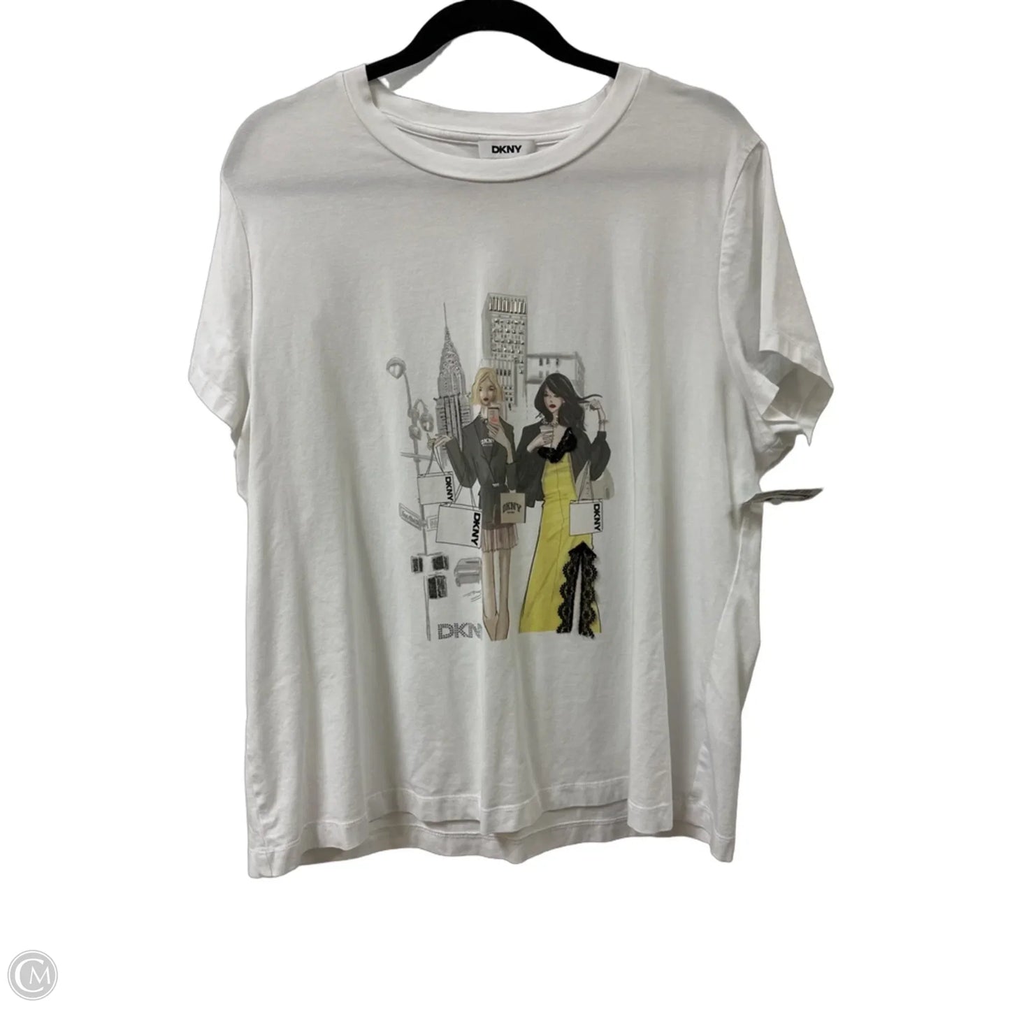 Top Short Sleeve By Dkny In White, Size: Xl