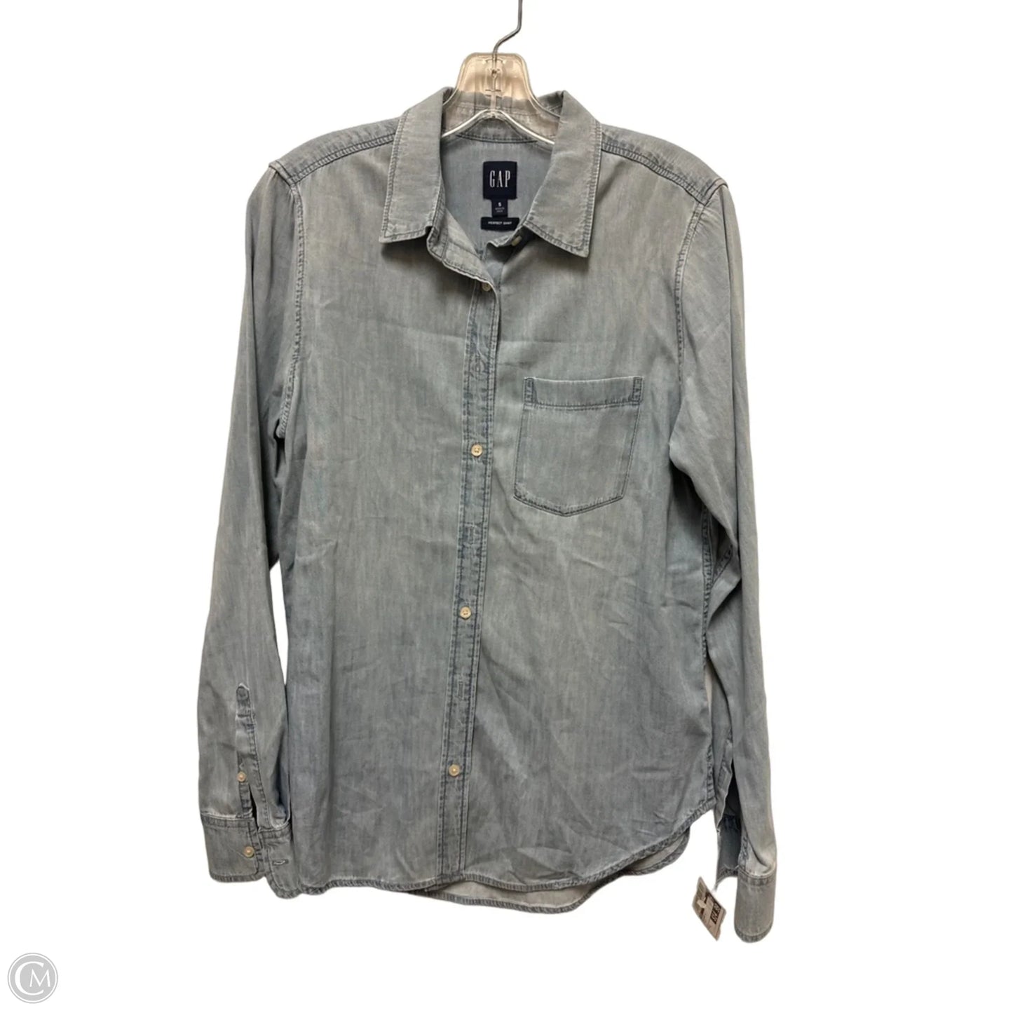 Blouse Long Sleeve By Gap In Blue, Size: S