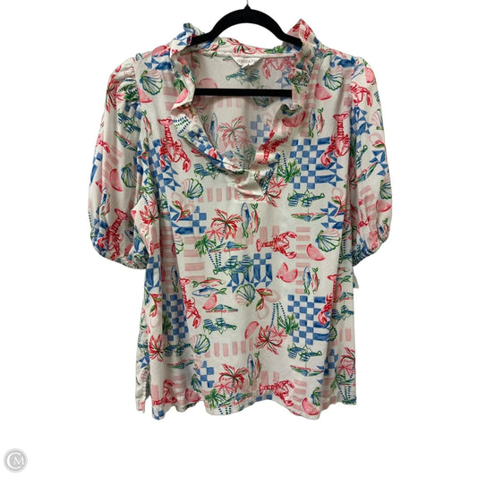 Top Short Sleeve By Crown And Ivy In Blue & Pink, Size: 2x