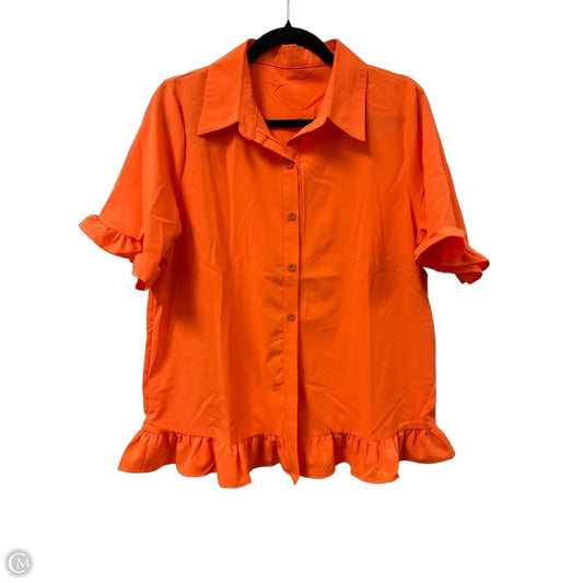 Blouse Short Sleeve By Clothes Mentor In Orange, Size: L