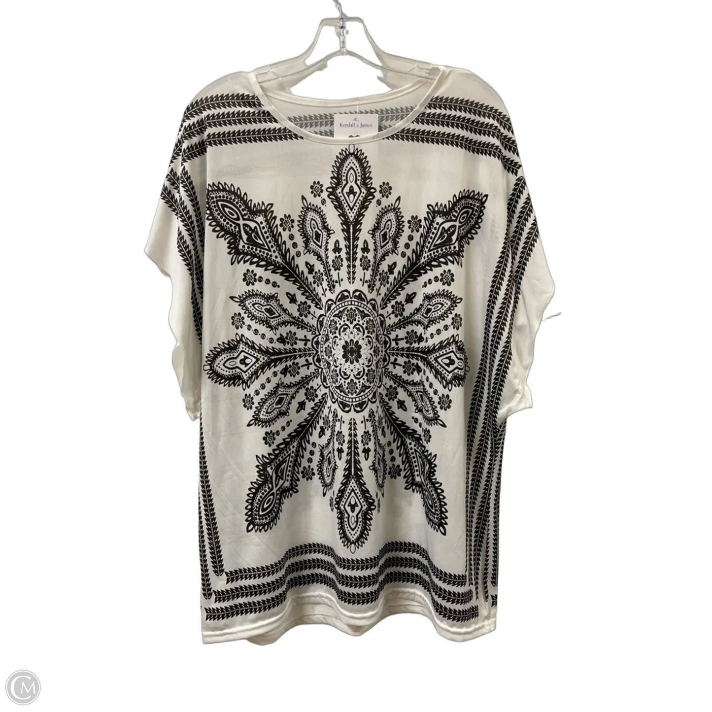 Tunic Short Sleeve By Clothes Mentor In Black & White, Size: Osfm