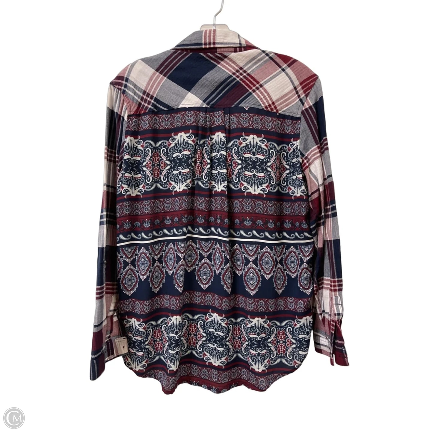 Blouse Long Sleeve By West Bound In Blue & Red & White, Size: L