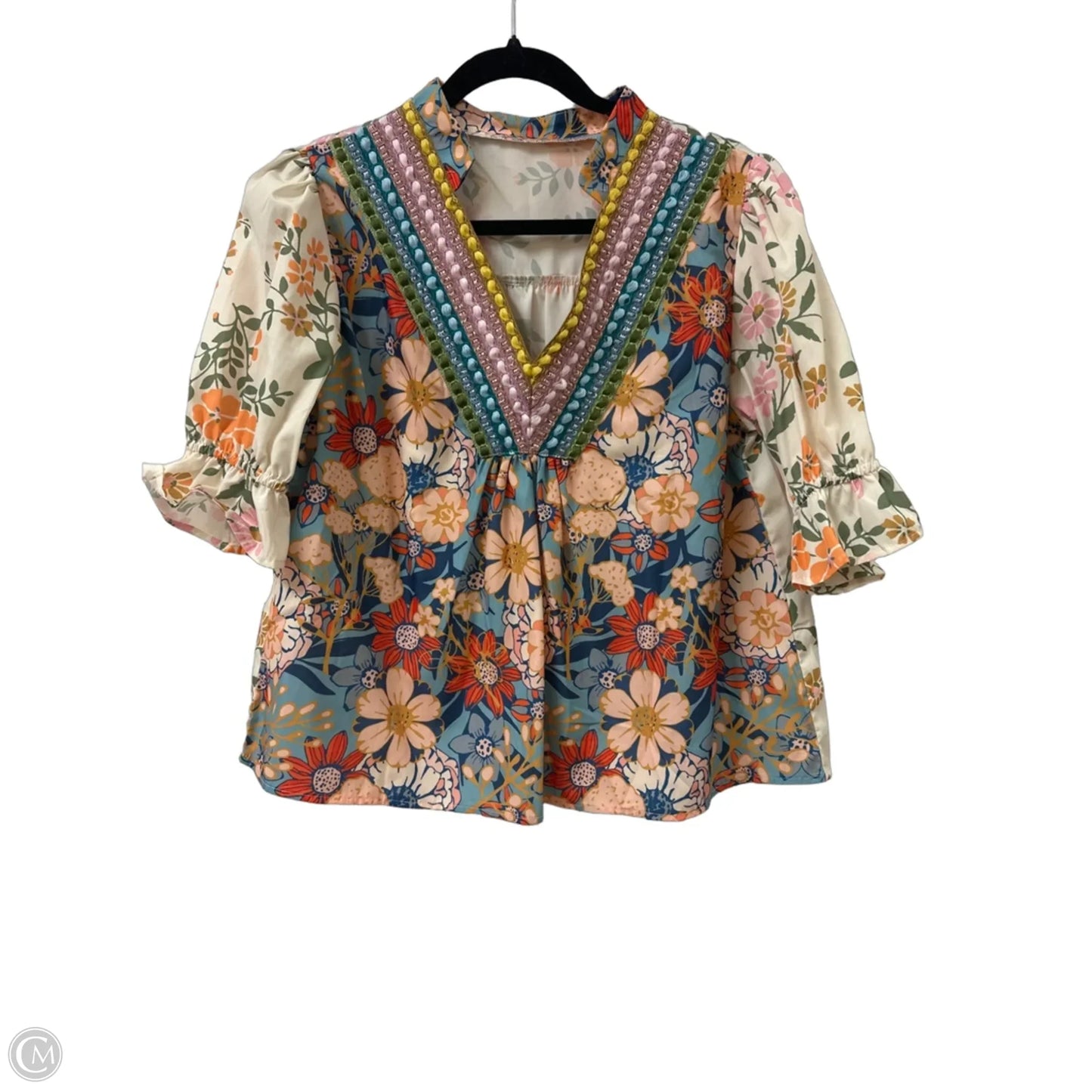 Top Short Sleeve By Clothes Mentor In Floral Print, Size: L