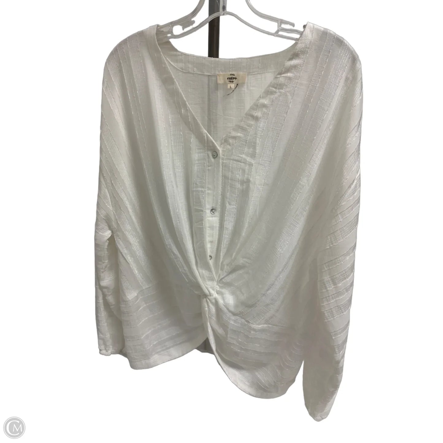 Top Long Sleeve By Entro In White, Size: L
