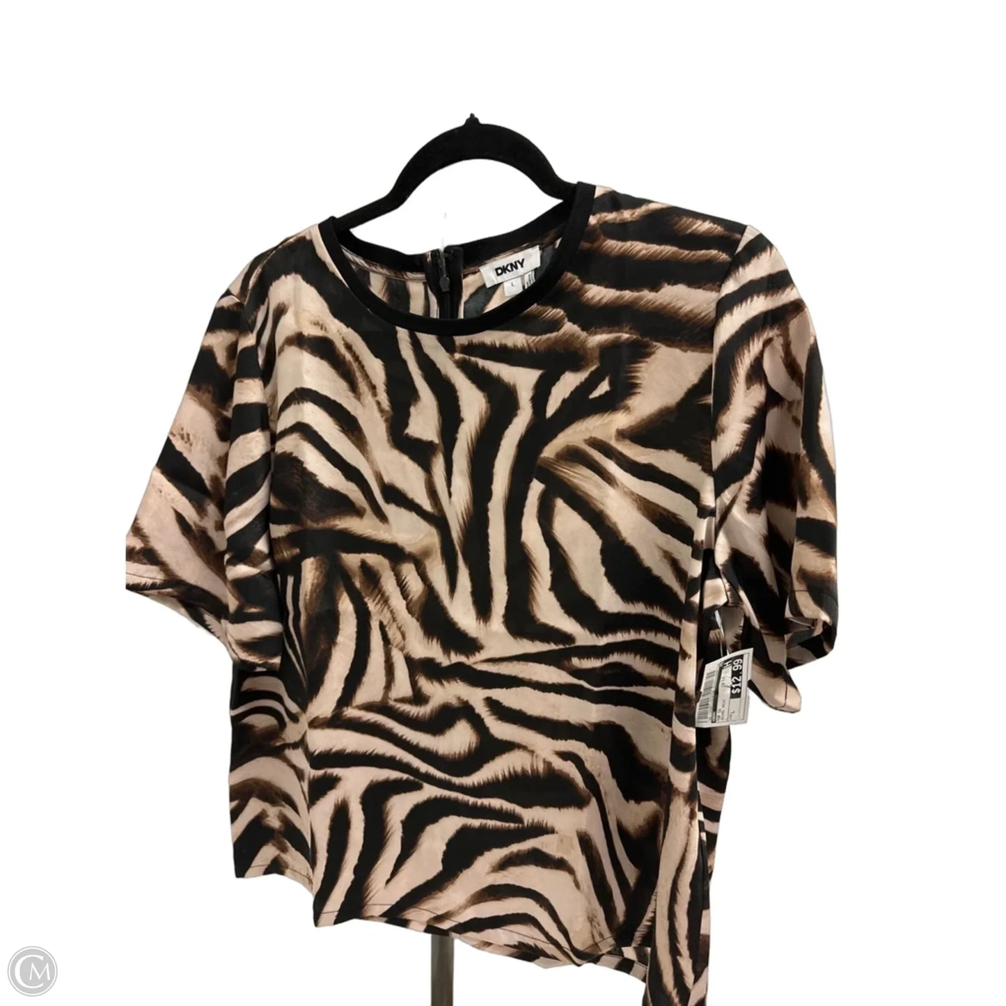 Top Short Sleeve By Dkny In Animal Print, Size: L