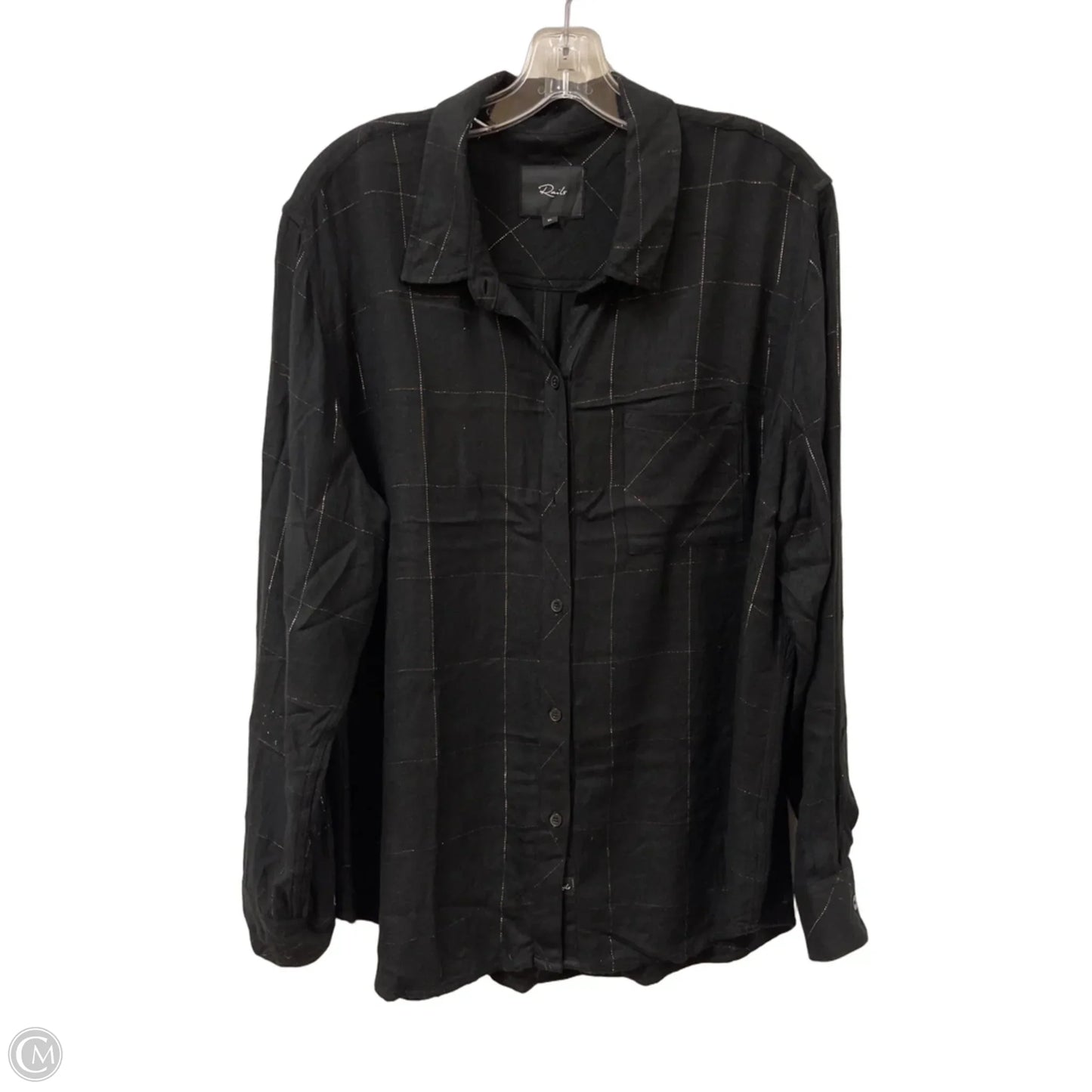Blouse Long Sleeve By Rails In Black & Gold, Size: Xl