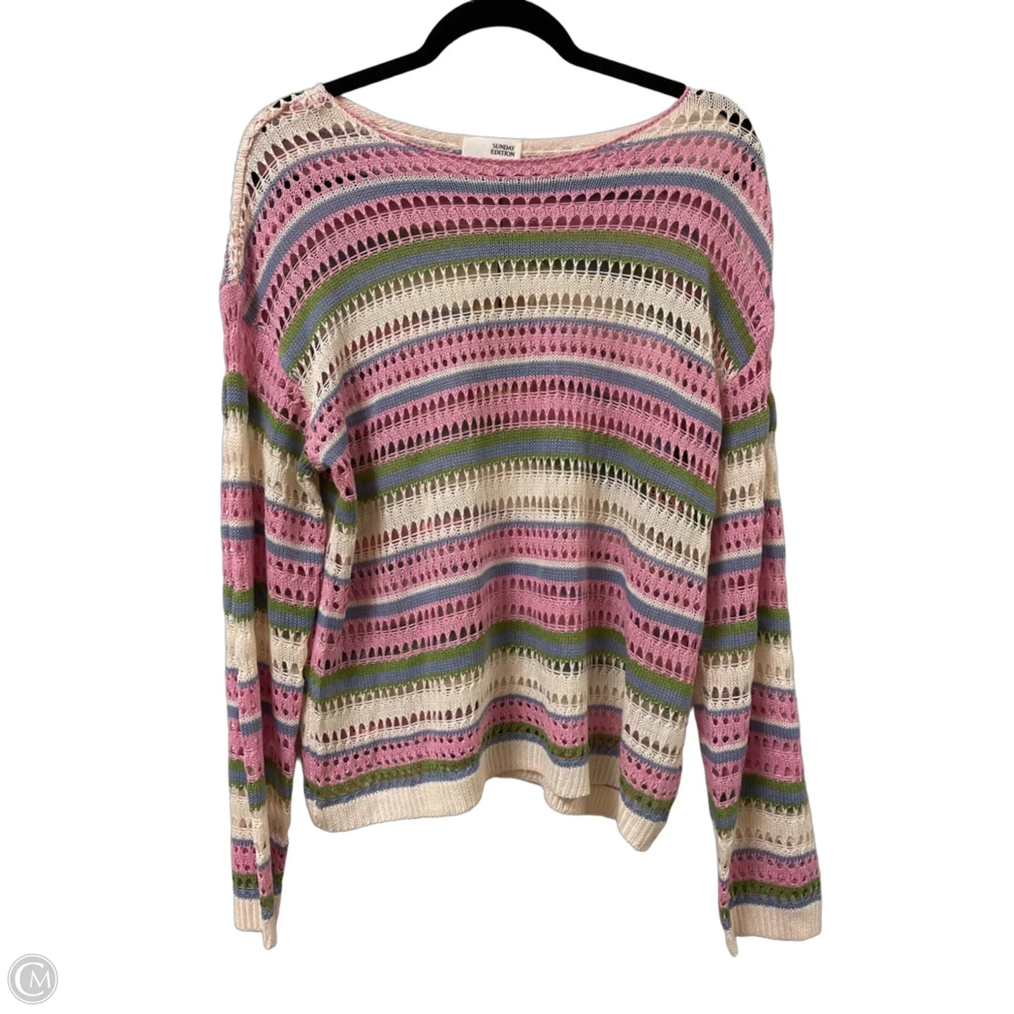 Sweater By Clothes Mentor In Green & Pink, Size: L