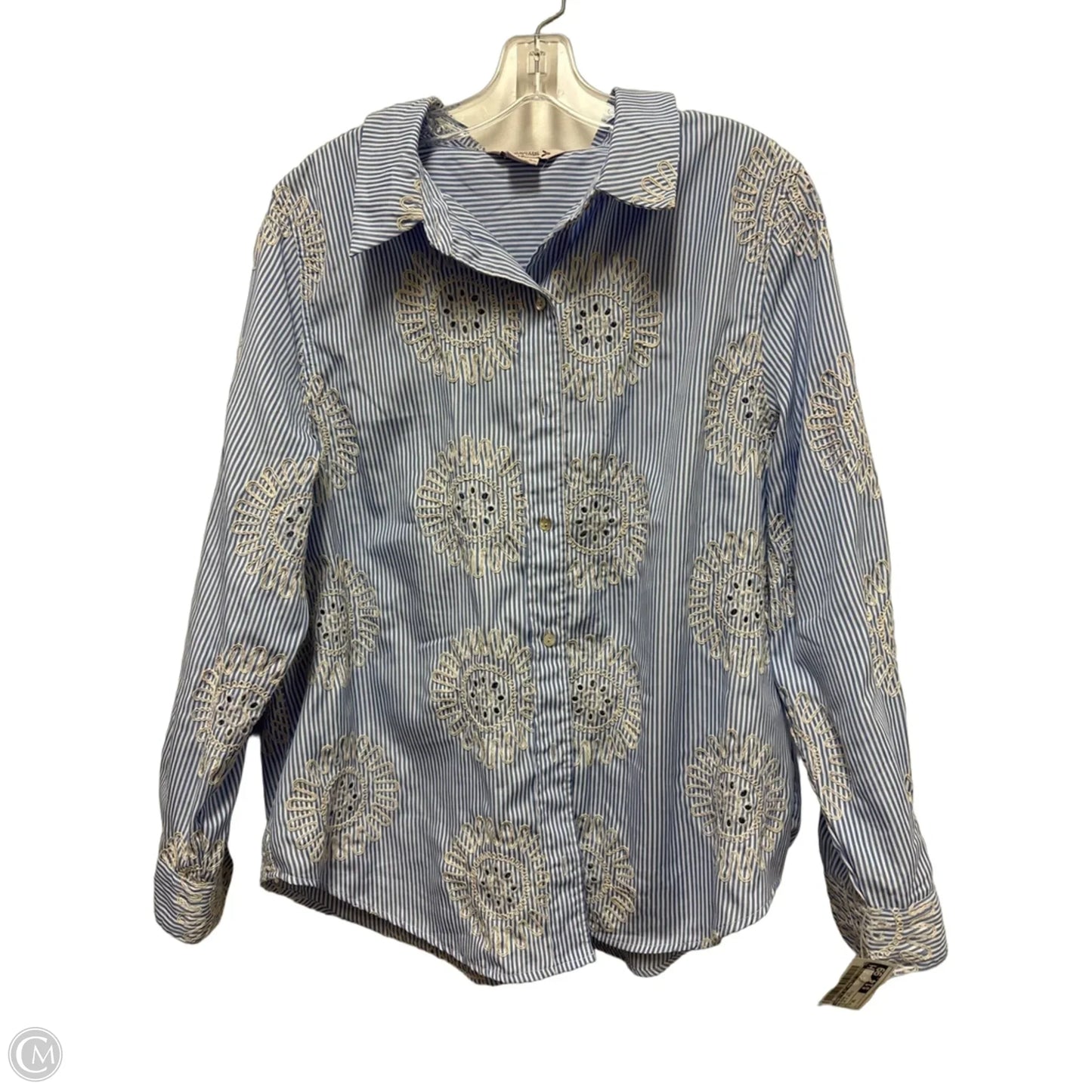 Blouse Long Sleeve By Nanette By Nanette Lepore In Blue & White, Size: Xl