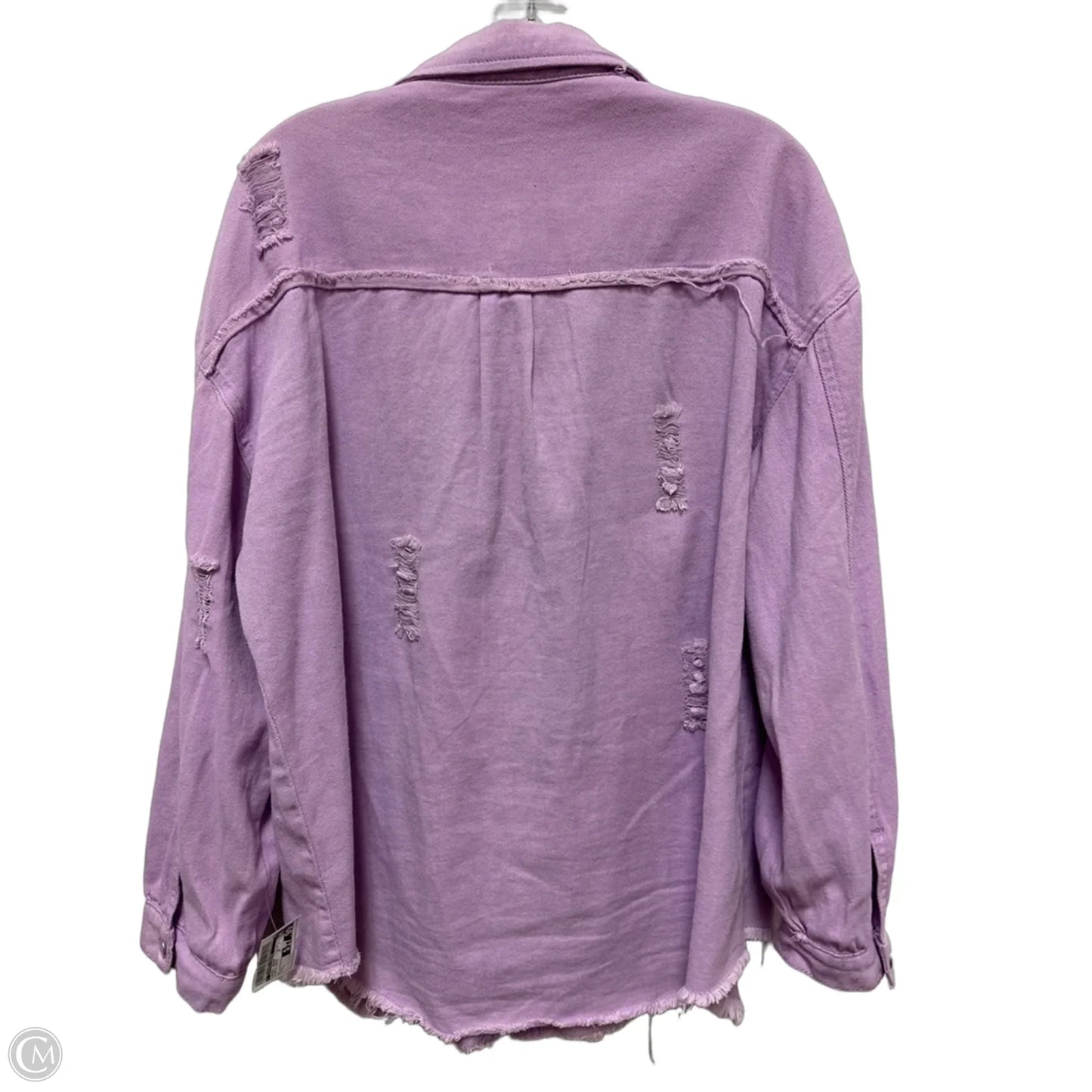 Jacket Denim By Clothes Mentor In Purple Denim, Size: L