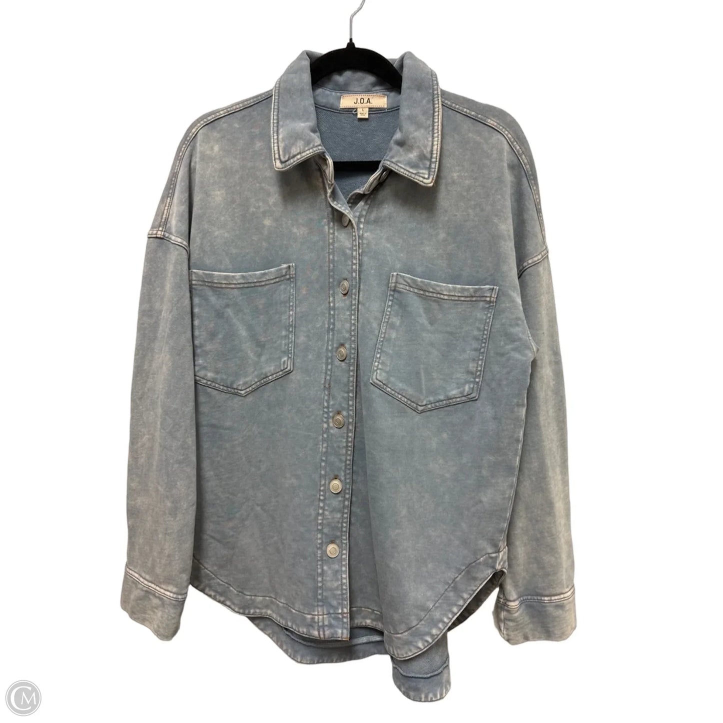 Jacket Shirt By Joa In Blue, Size: L