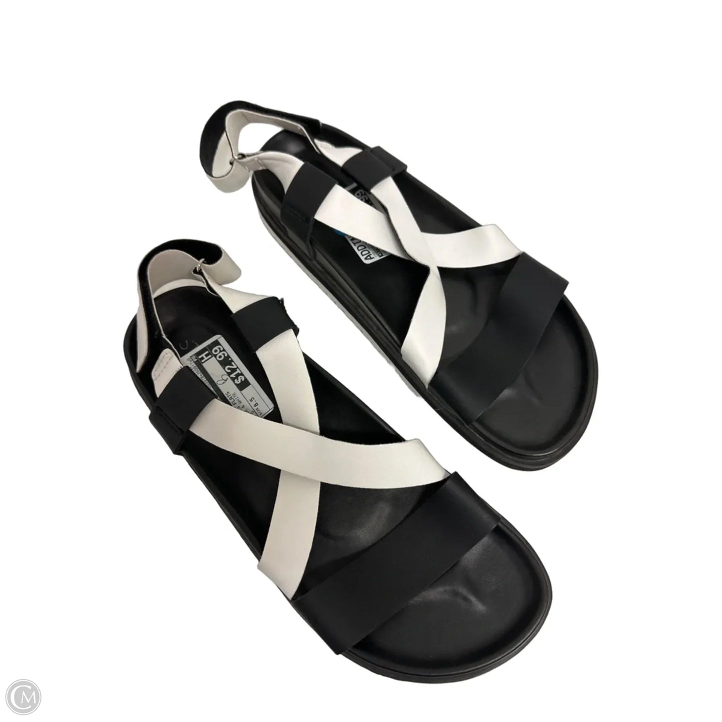 Sandals Flats By Stylus In Black & White, Size: 8.5