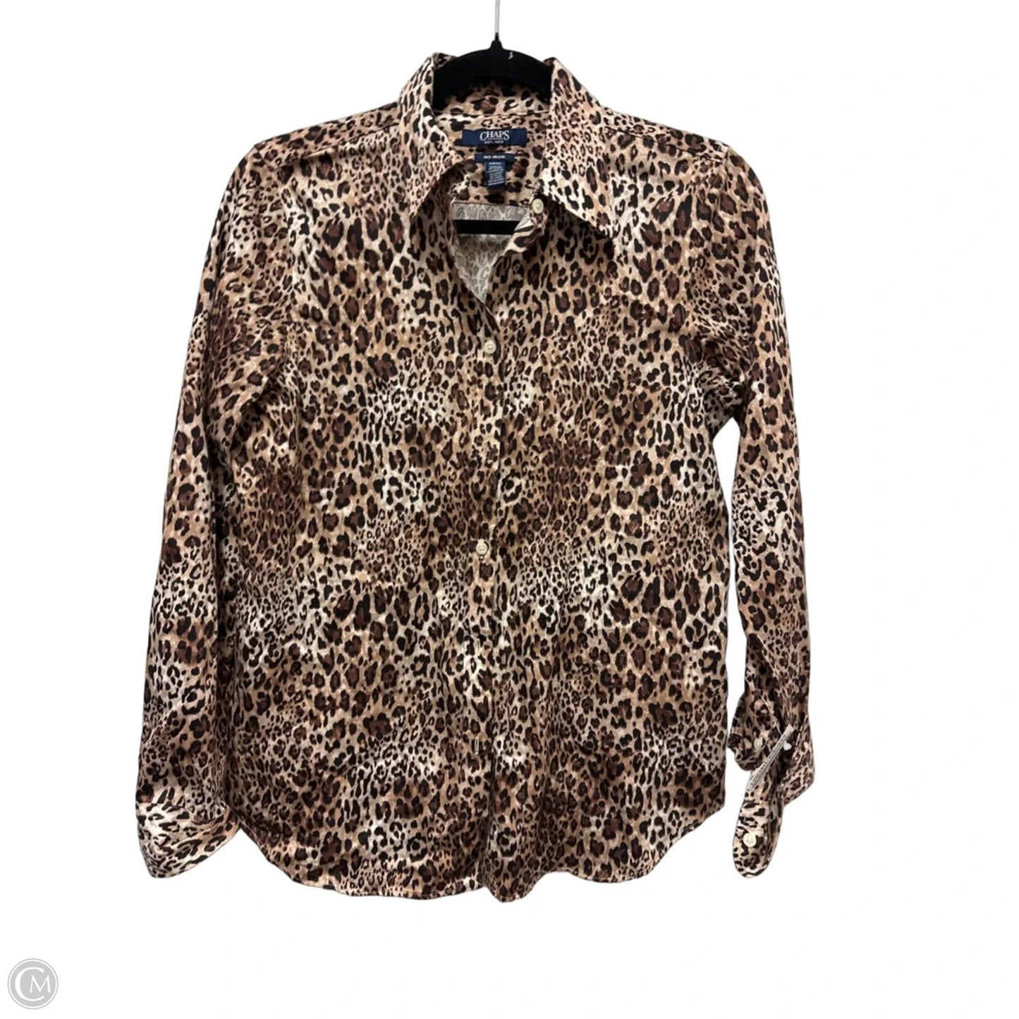 Blouse Long Sleeve By Chaps In Animal Print, Size: S
