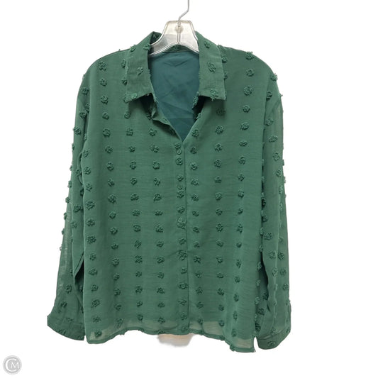 Blouse Long Sleeve By Clothes Mentor In Green, Size: S
