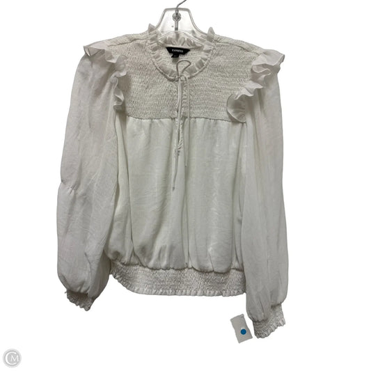 Top Long Sleeve By Express In White, Size: M