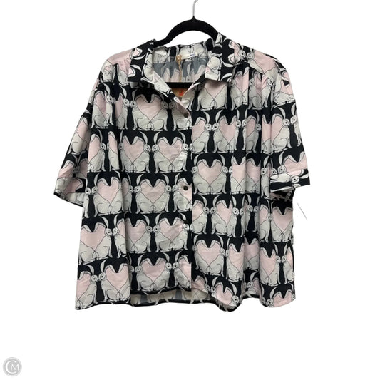 Blouse Short Sleeve By Clothes Mentor In Black & Pink, Size: Xl