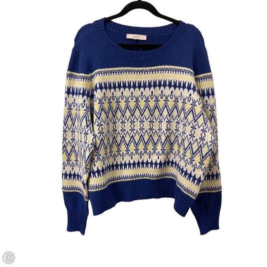 Sweater By Loft In Blue & Yellow, Size: Xl