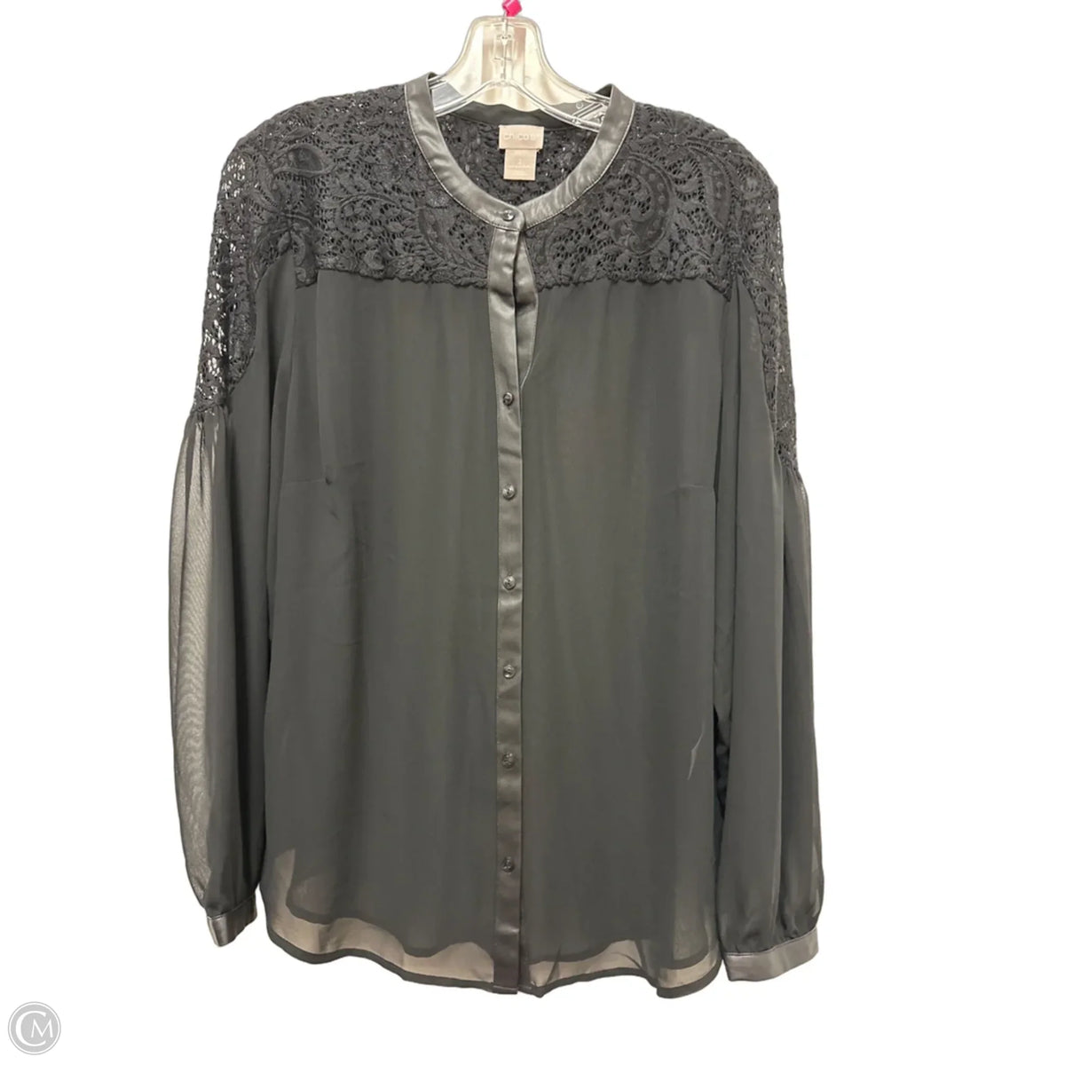 Blouse Long Sleeve By Chicos In Black, Size: L
