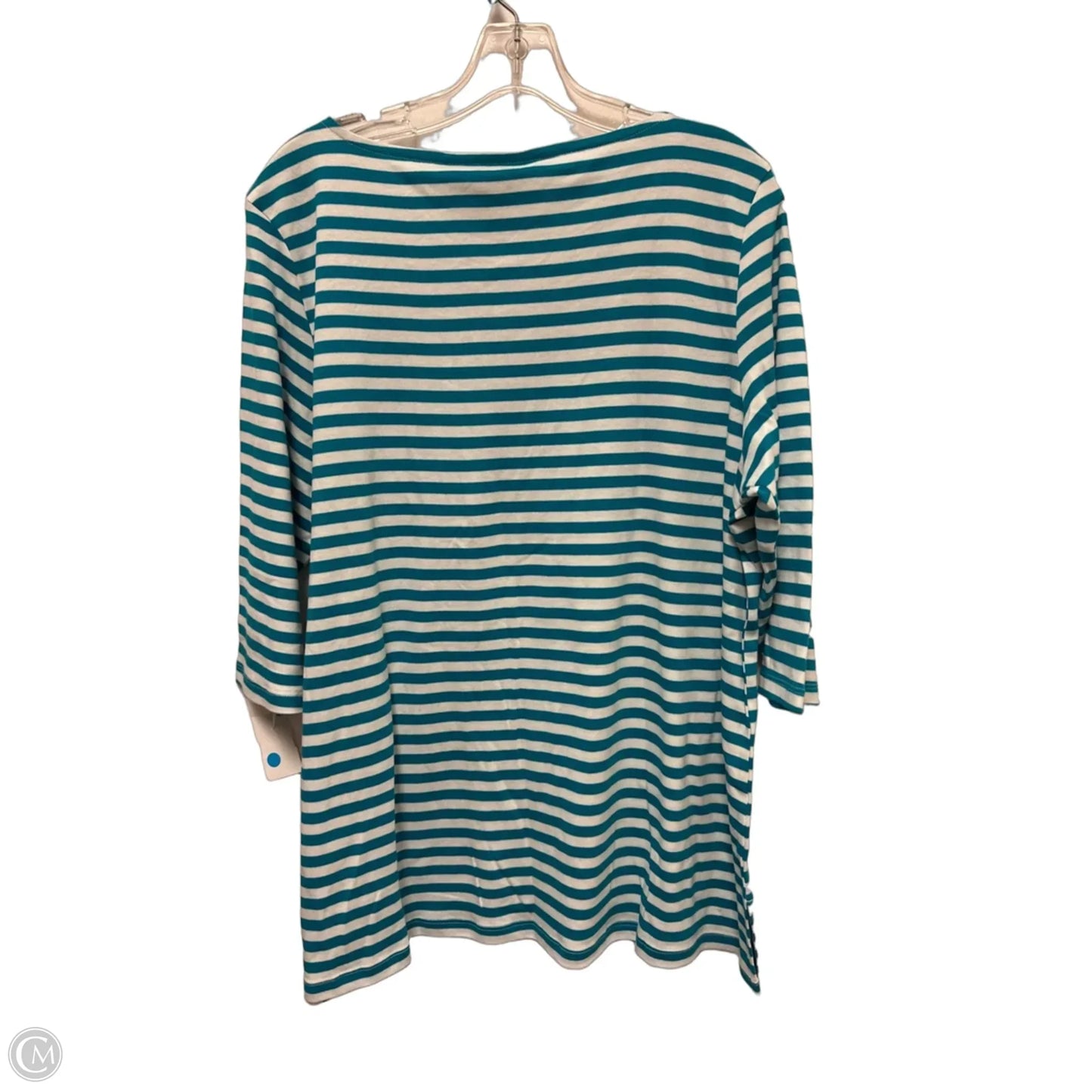 Top Long Sleeve By Lands End In Blue & White, Size: 1x
