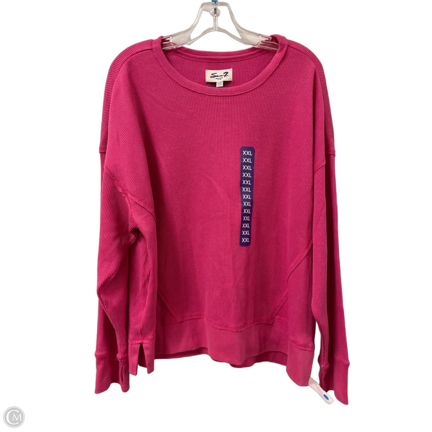 Top Long Sleeve Basic By Seven 7 In Pink, Size: 1x