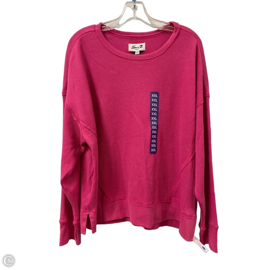 Top Long Sleeve Basic By Seven 7 In Pink, Size: 1x