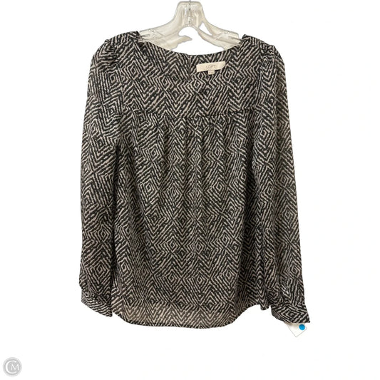 Top Long Sleeve By Loft In Black & Cream, Size: S