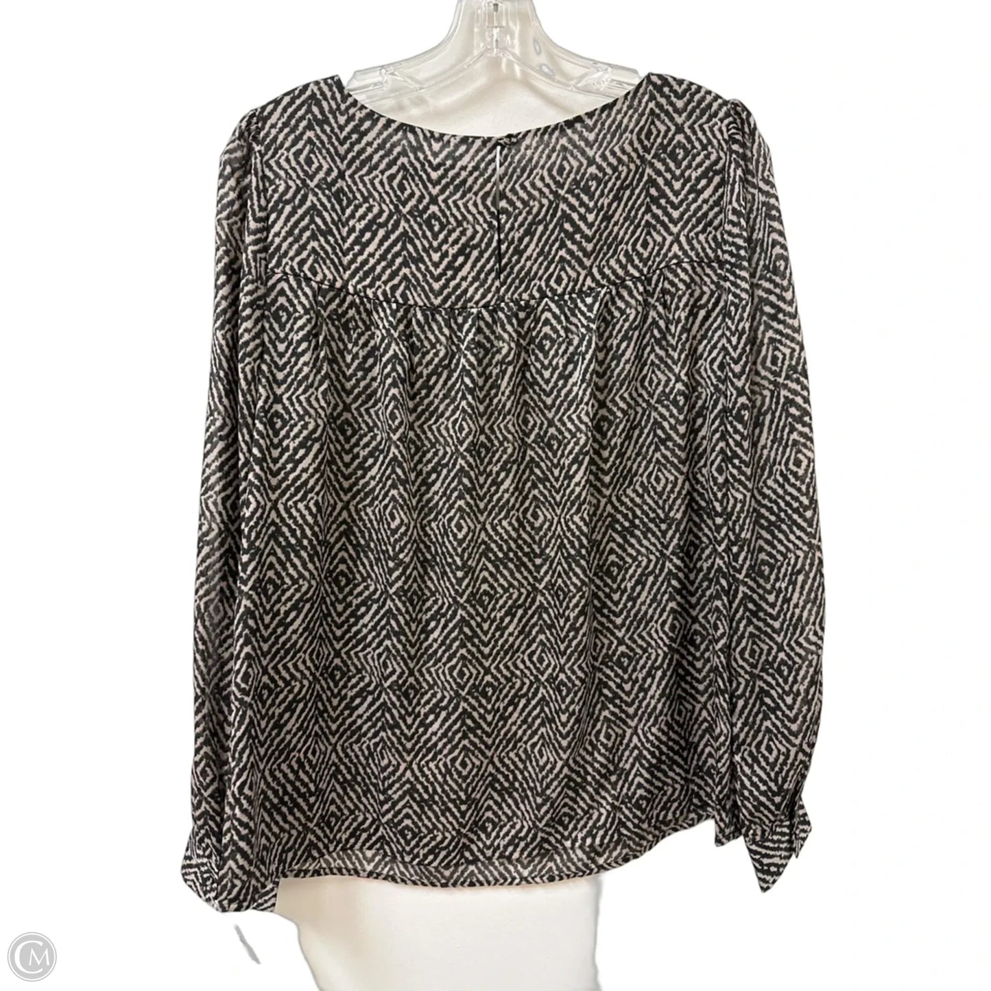 Top Long Sleeve By Loft In Black & Cream, Size: S