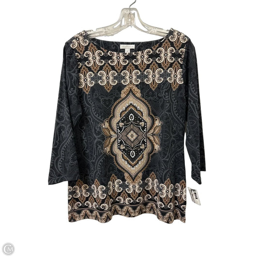 Top Long Sleeve By Charter Club In Black & Brown, Size: M