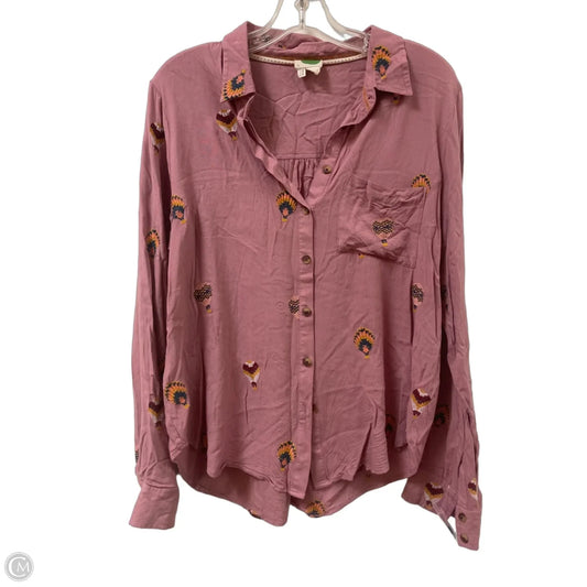 Blouse Long Sleeve By Anthropologie In Purple, Size: L