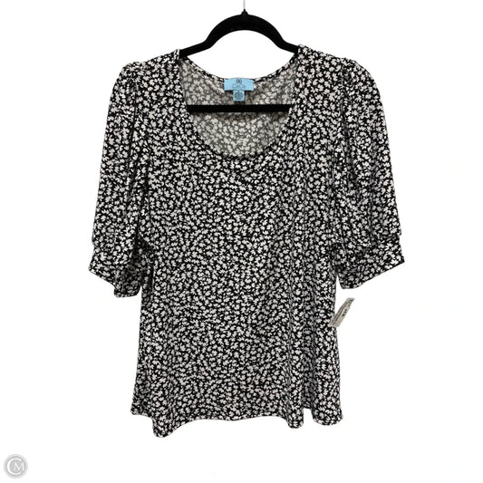 Top Short Sleeve By Cece In Black & White, Size: Xl