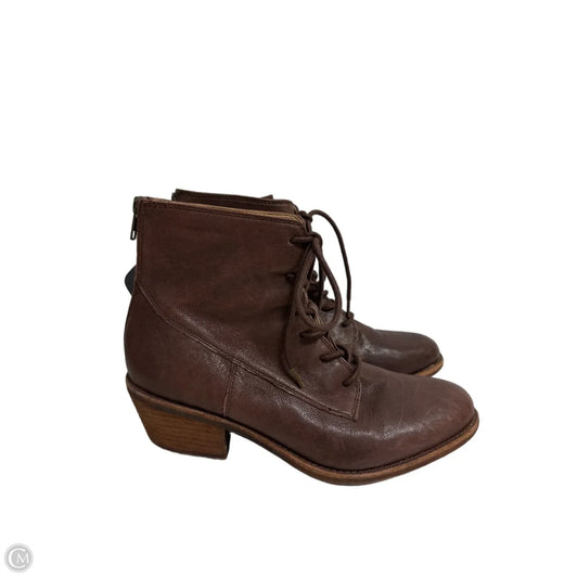Boots Ankle Heels By Sofft In Brown, Size: 10