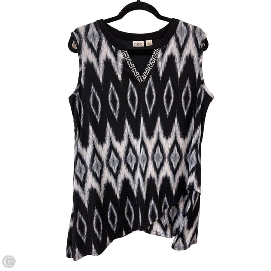 Tunic Sleeveless By Cato In Black & Grey, Size: L
